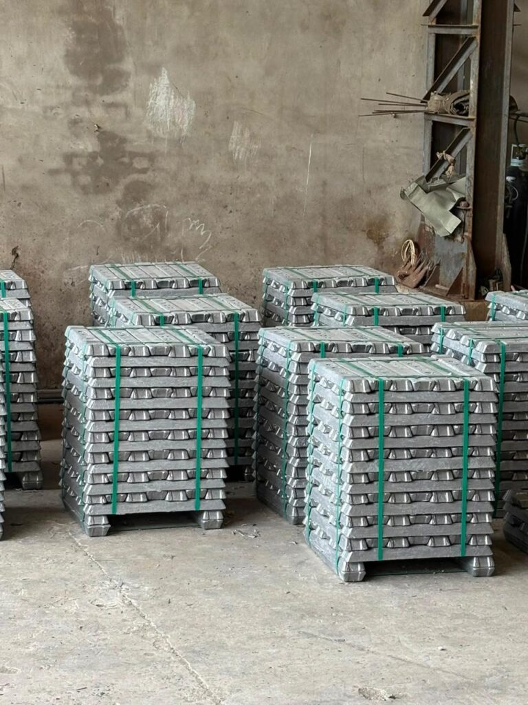 Image of pallets of aluminium ingots